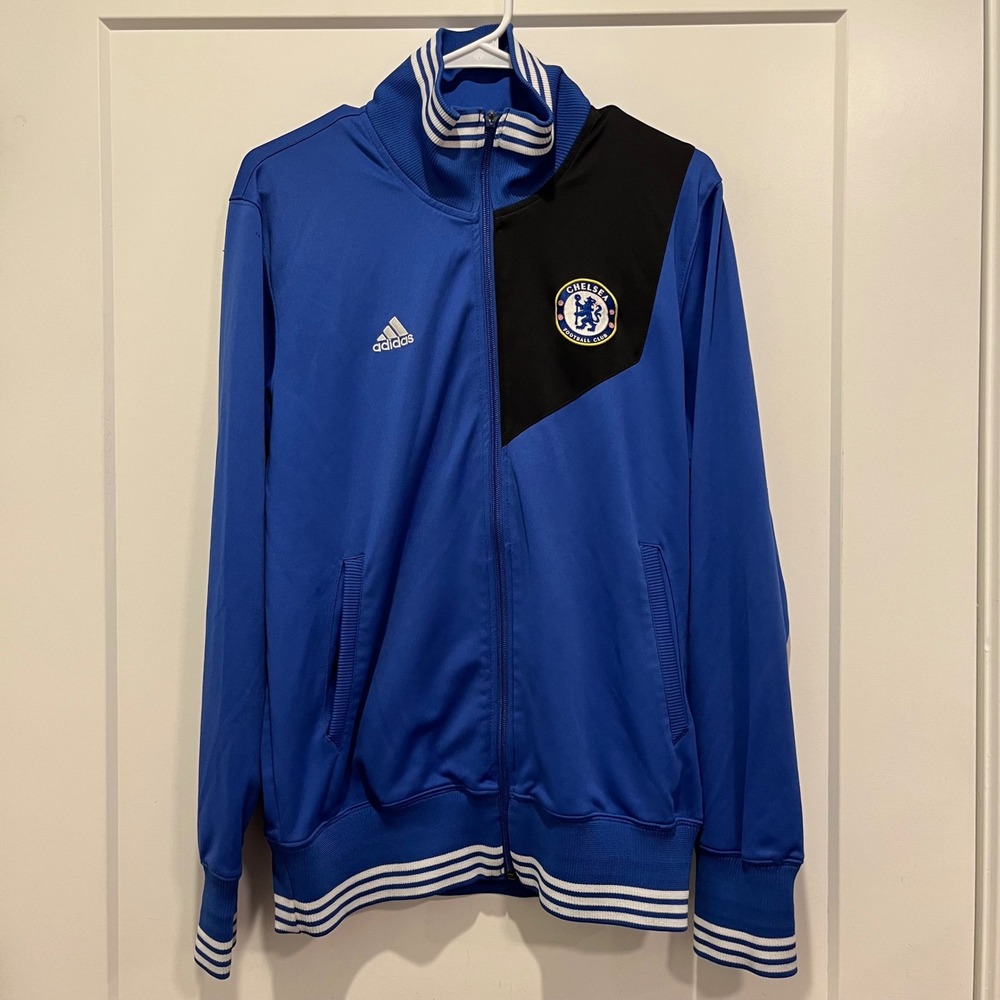 Vintage Adidas Chelsea FC Track Jacket Mens Medium Blue Black Full Zip Soccer